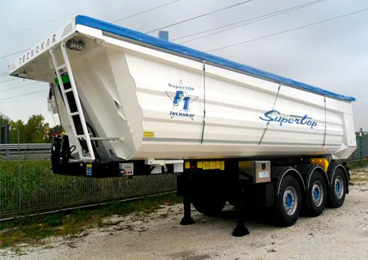 Blue and white trailer